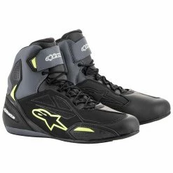 New 😍 Alpinestars Faster-3 Drystar 👟 Shoes WP - Black Grey Yellow 🎉
