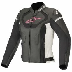 Outlet 🥰 Alpinestars Jaws V3 Leather Jacket Ladies - Black White Pink 🥰