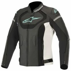 Budget 😀 Alpinestars Jaws V3 Leather Jacket Ladies - Black White Blue 🔥 -Deals getgeared Store a31110191271d main alpinestars jaws v3 leather jacket ladies black white blue 1 1