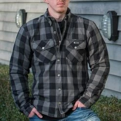 Best Pirce 🧨 Merlin Axe DuPont Kevlar 👚 Shirt - Grey Check 🔔 -Deals getgeared Store merlin axe shirt grey james